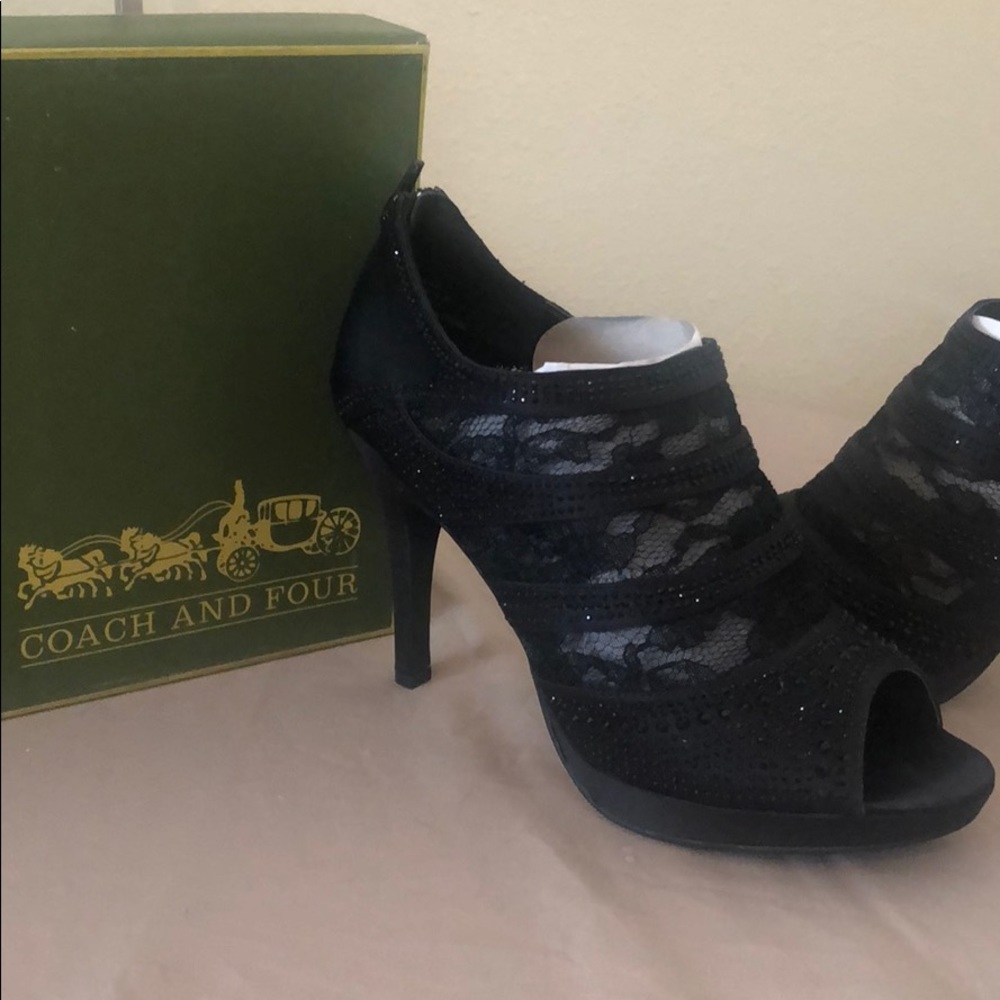 Coach and Four black peep toe heel